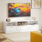 TV Stand with Storage, Modern Entertainment Center with 3 Cabinets and 3 Open Shelves, for TVs up to 85", White