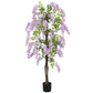 5.9FT Fake Wisteria Tree with Natural Wood Trunk, Artificial Plant in Nursery Pot, Greenery Tall Faux Floor Plant Purple