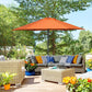 6.6FT Patio Umbrella, Outdoor Parasol with 6 Solid Ribs, Orange