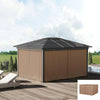 Gazebo Curtains, 10' x 10' Universal Replacement Privacy Curtain, 4-Panels Sidewall with Hooks/C-Rings, Brown