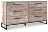 Neilsville - Six Drawer Dresser - Vinyl-Wrapped - Whitewash