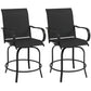Outdoor Bar Stools Set of 2, 360° Swivel Bar Height Chairs, 26.8" x 29.5" x 48.4", Black