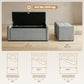 Linen-Look Storage Ottoman Bench - Light Grey