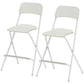 Folding Bar Stools Set of 2, Counter Height Foldable Stool with Wooden Effect Seat and Steel Frame for Kitchen, White