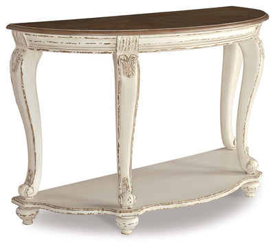 Realyn - Sofa Table - White / Brown