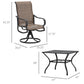 5-Piece Outdoor Patio Dining Set, 4 Swivel Rocker Chairs and 37" x 37" Dining Table Furniture Set with Umbrella Hole for Garden, Lawn and Backyard, Black (Umbrella not included)