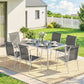 7 Piece Garden Dining Set, Garden Furniture Set with Rectangle Table and 6 Stackable Chairs