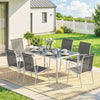 7 Piece Garden Dining Set, Garden Furniture Set with Rectangle Table and 6 Stackable Chairs