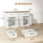 55" Farmhouse Sideboard Cabinet with 4 Barn Doors - White
