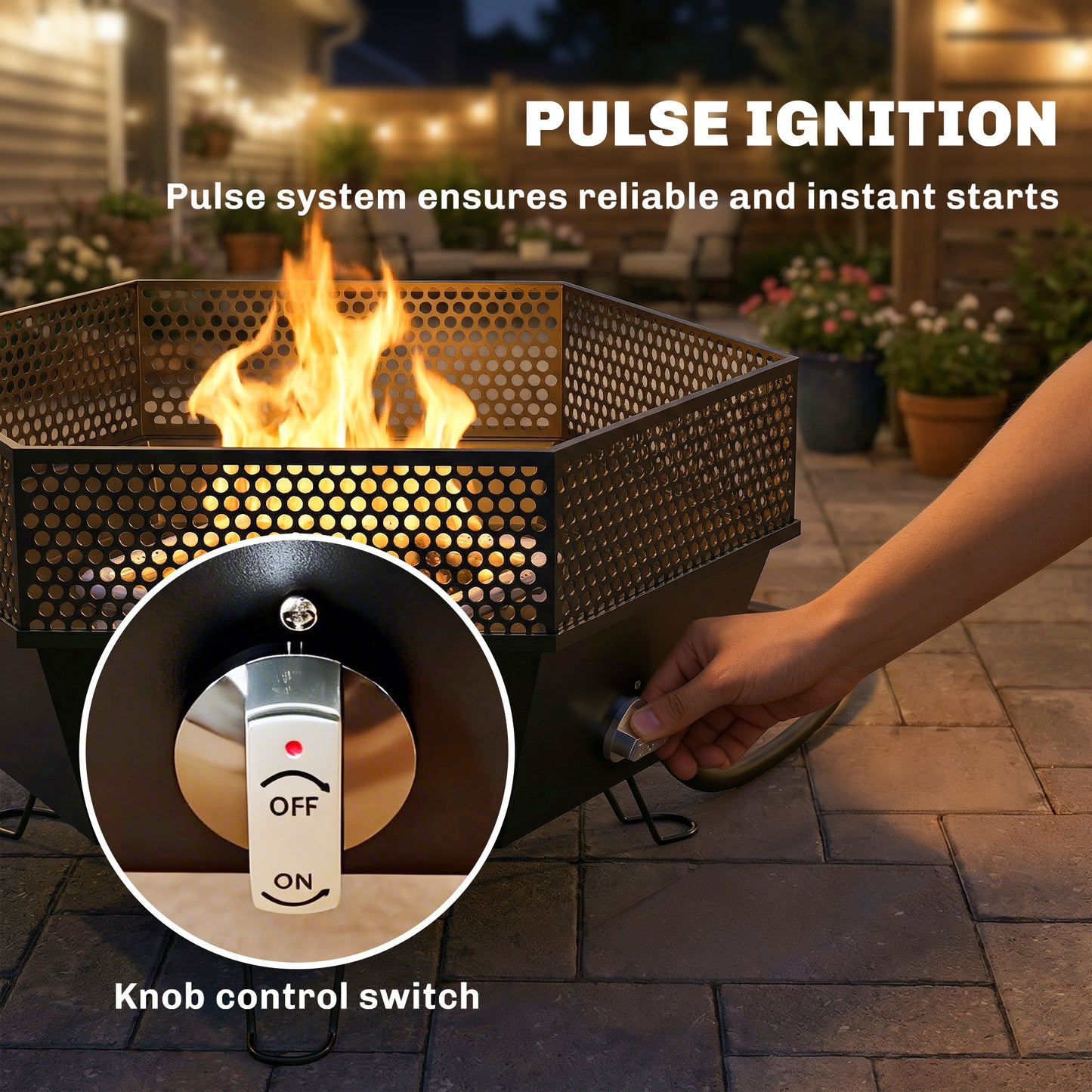 20" Foldable Propane Fire Pit with Lid