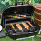 Charcoal BBQ Grill with Warming Rack & Storage Side Table, Portable Barbecue Smoker, 89 x 60 x 83 cm, Black
