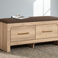 Kinlanni - Bedroom Upholstered Storage Bench - Tan / Brown