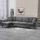 L-Shape Sofa, Modern Sectional Couch with Changeable Chaise Lounge, Pillows and Wooden Legs for Living Room, Dark Grey