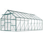 16' x 8' Aluminum Polycarbonate Greenhouse Walk-in Garden Greenhouse Kit with Adjustable Roof Vent, Rain Gutter and Sliding Door for Winter, Green