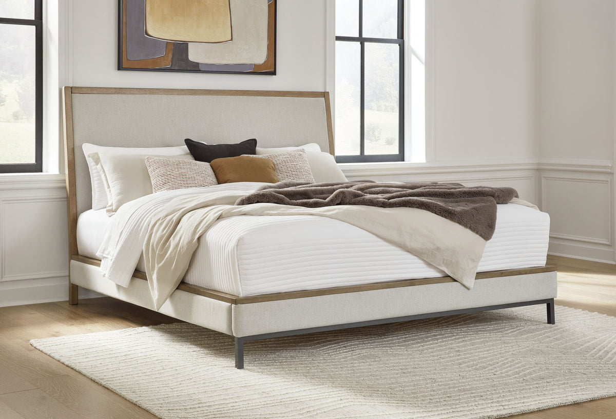 Tomtyn - King Upholstered Bed - Light Brown