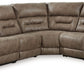 Ravenel - Fossil - 4-Piece Power Reclining Sectional With Raf Power Reclining Loveseat With Console - Faux Leather