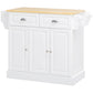 Rolling Kitchen Island with Wood Top and Drawer - White