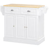 Rolling Kitchen Island with Wood Top and Drawer - White