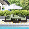7 Pieces Outdoor Rattan Furniture Set, Patio Wicker Sectional Conversation Sofa Set, Light Green