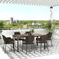 63"-94.5" Extendable Patio Dining Table for 6-8 Person, Outdoor Dining Table with Aluminium Edging, Steel Frame, Brown