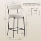 Set of 2 Corduroy Bar Stools with Backrest - Cream White