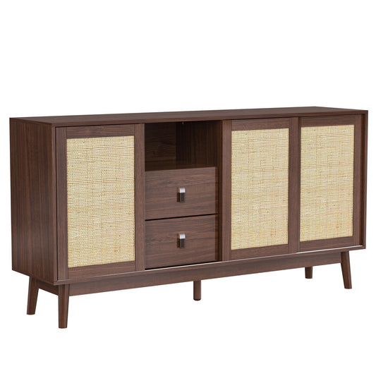 Versatile Sideboard with 3 Doors and 2 Drawers for Ample Storage, Stylish Cabinet for Living & Dining Areas, 61'' L x 14'' W x 31.5'' H, Wood