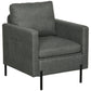 Armchair, Fabric Accent Chair, Modern Living Room Chair with Metal Legs, 2 Side Pockets for Bedroom, Grey