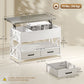 Modern Coffee Table, Lift Top Center Table with Fabric Drawers and Hidden Storage for Living Room, Cement Grey