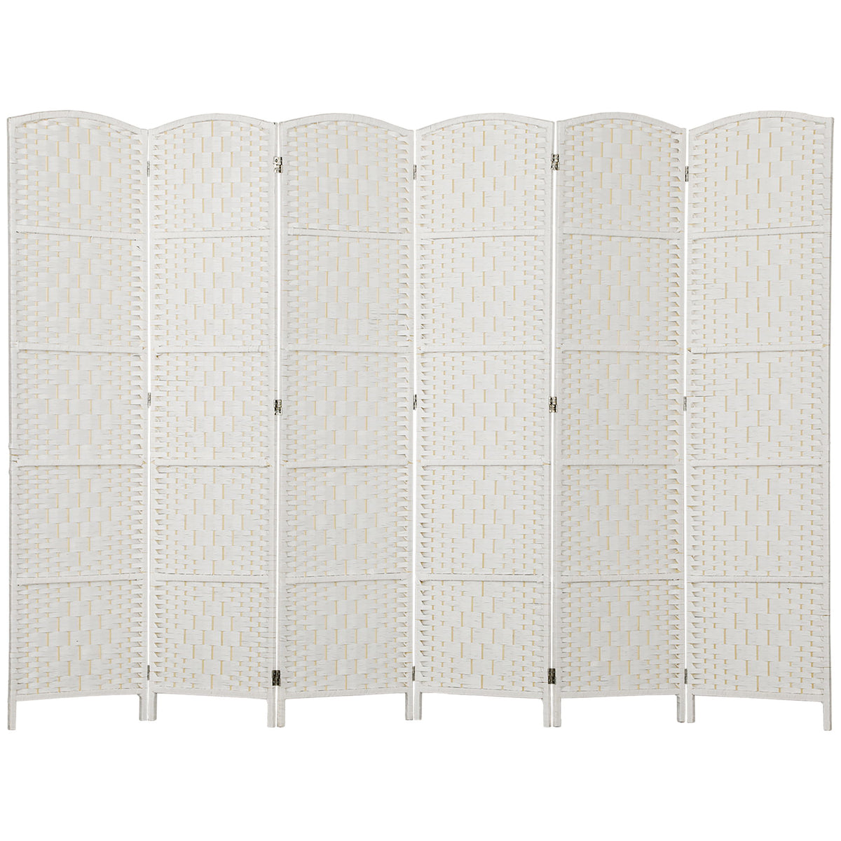 6ft Folding Room Divider, 6 Panel Wall Partition with Wooden Frame for Bedroom, Home Office, White