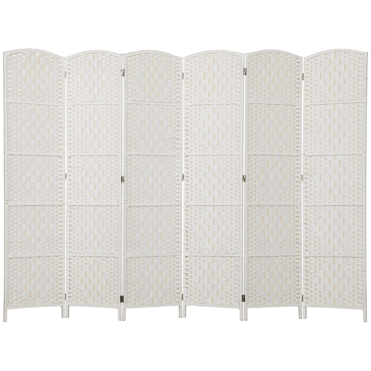 6ft Folding Room Divider, 6 Panel Wall Partition with Wooden Frame for Bedroom, Home Office, White