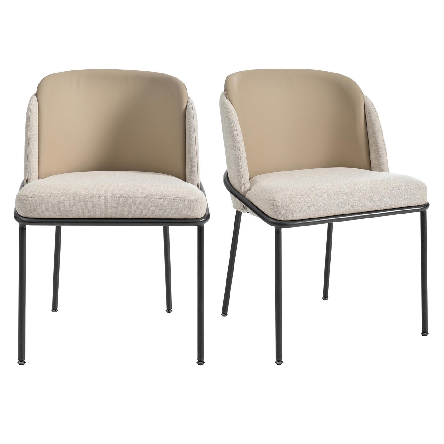 Set of 2 Modern Dining Chairs with High-Density Foam Seat, Upholstered chair Set for Living Spaces, 21.5'' L x 21.5'' W x 33.5'' H, Beige