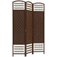 3 Panel Folding Room Divider, Portable Privacy Screen, Wave Fiber Room Partition for Home Office, Brown