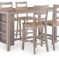 Harperfeld - 5 Pc. - Dining Table And 4 Barstools - Natural / Gray