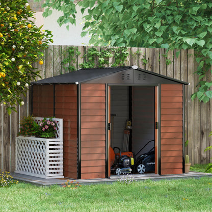 8' x 7' Galvanized Steel Tool Shed with Lockable Doors and Vents