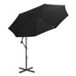 9.7ft Offset Patio UmbrellaCantilever Parasol with Crank Handle, 8 Ribs and Cross Base for Outdoor, Sun Shade, Black
