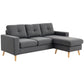 Sectional Sofa Couch, L Shaped Couch with Reversible Chaise, Wooden Legs for Living Room, Bedroom, Dark Grey