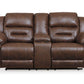 Stoneland - Dbl Power Reclining Loveseat With Console - Faux Leather - Chocolate