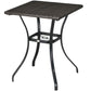 Patio Wicker Dining Table with Umbrella Hole, 34 Inch Outdoor PE Rattan Coffee Table with Plastic Board Under the Woven Table Top for Patio, Garden, Balcony, Mixed Brown