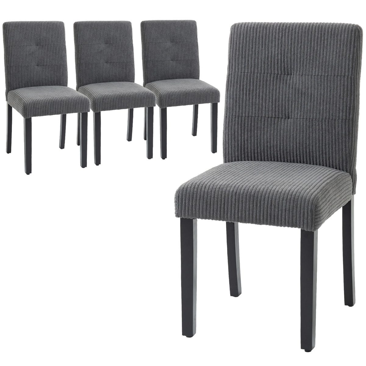 Modern Dining Chairs Set of 4, Kitchen Chairs with Rubberwood Legs and Padded Seat, Dark Grey