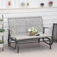 2 Seater Wicker Outdoor Glider Bench, Patio Swing Garden Bench, Garden Loveseat Rocking Chair, w/ Extra Wide Seat, Curved Backrest for Backyard, Poolside, Lawn, Mixed Grey