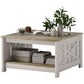 31.5" Square Coffee Table, Farmhouse 2-Tier Center Table for Living Room, Distressed Oak and Brown