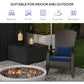 Patio Wicker Adirondack Chair, Outdoor Rattan Muskoka Chair with Cushions for Patio, Garden, Backyard Dark Blue