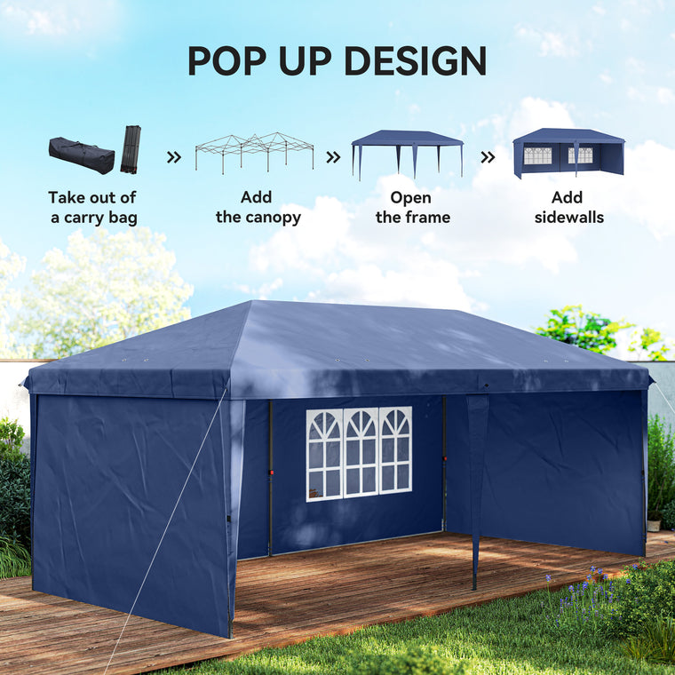 10' x 20' Blue Pop-Up Party Tent with Carrying Bag