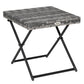 Rattan Coffee Table Folding Patio Outdoor Side Table Wicker for Balcony, Porch, Poolside, 15.75"x15.75"x15.75", Grey