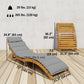 Folding Chaise Lounge Chair Outdoor, Acacia Wood Lounger Tanning Chair with Cushion, Headrest, Light Grey