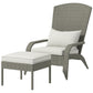 Wicker Adirondack Chair with Ottoman, Patio Cushioned Muskoka Chair, Outdoor Fire Pit Chair with High-back and Armrests, for Deck, Garden, Backyard, Grey/Cream White