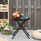 Φ18" Round Patio Table, Folding Coffee Table with Tempered Glass Tabletop for Patio, Balcony, Backyard