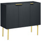 Modern Storage Cabinet Sideboard Buffet Cabinet with Gold Legs for Living Room Dining Room Hallway Black