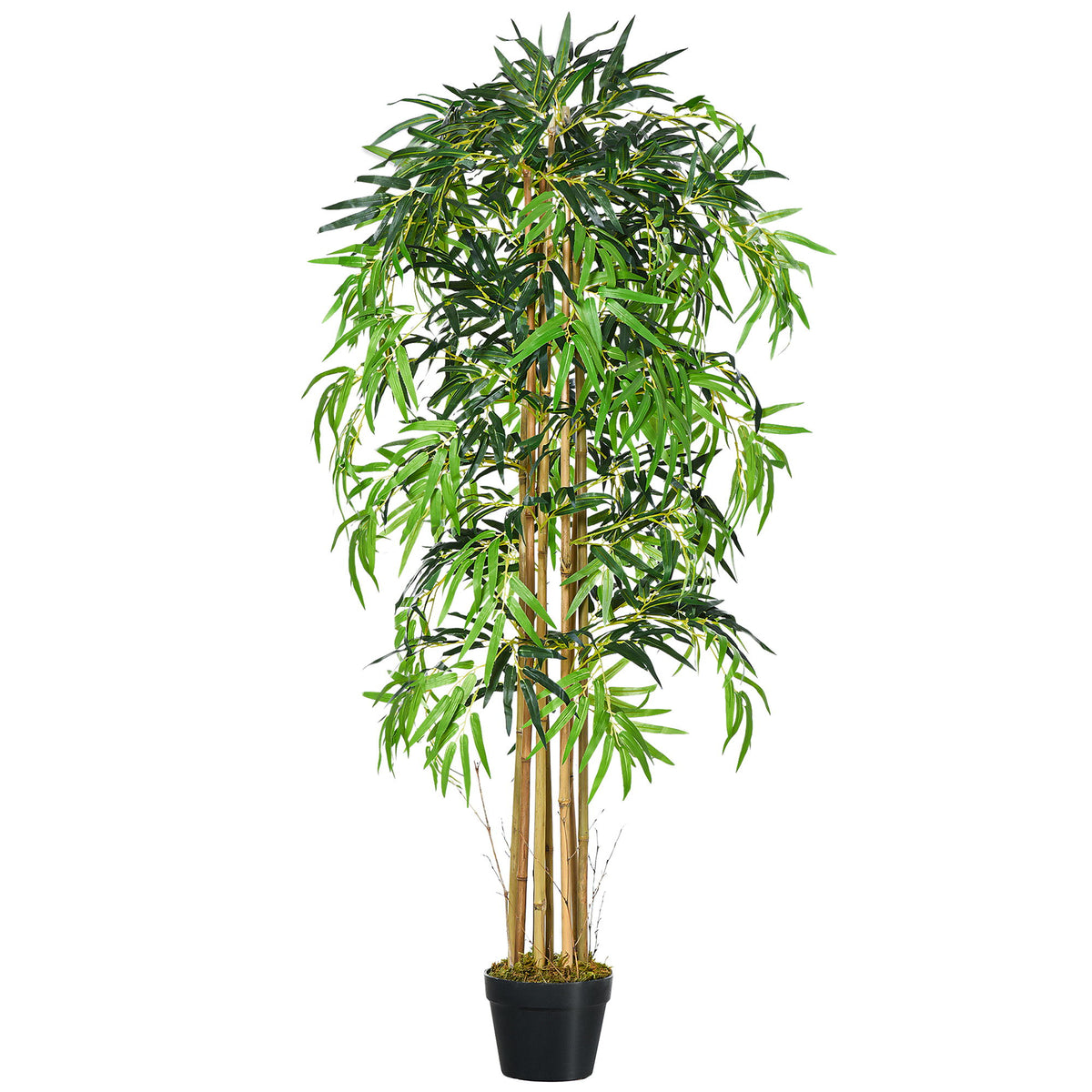 5FT Artificial Bamboo Tree, Fake Plant with 1095 Leaves, Greenery Plant in Nursery Pot for Indoor, Green