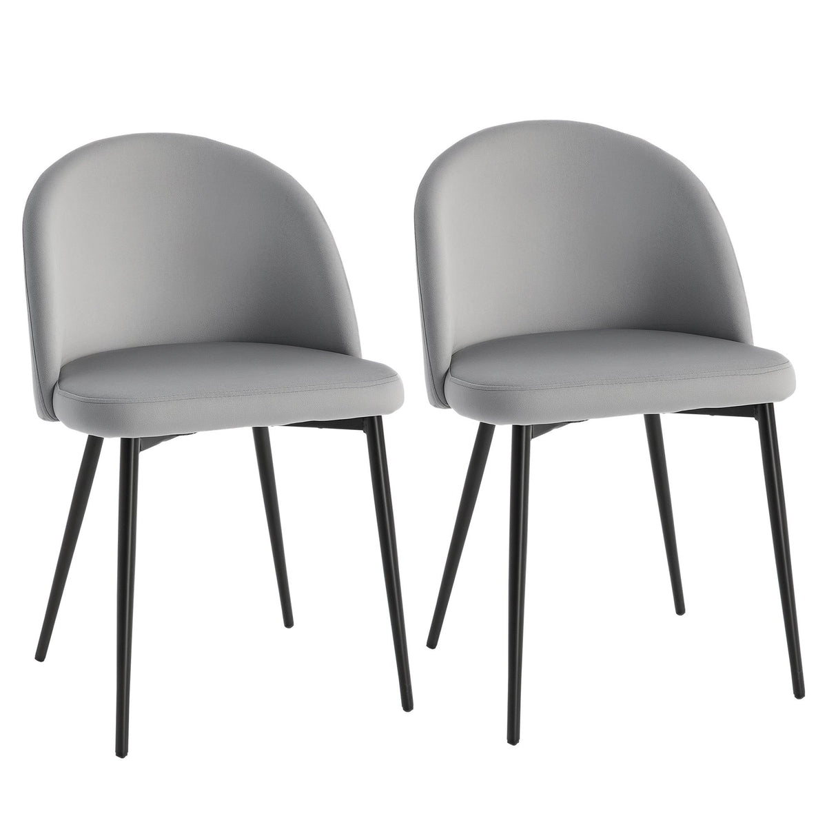 Velvet Mid-Back Dining Chairs Set of 2 - Grey